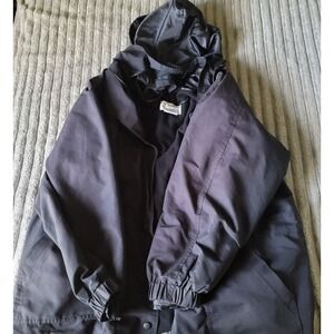 Men's XL Black Polyester Hooded Zip Lined Coat Hiking/Camping/Outdoor Activities